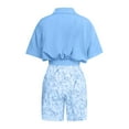 thumbnail image 5 of ibiyuan 2 Piece Sets For Women Stylish Women's Shorts Set Summer V-Neck Top and Shorts Casual Outfit Comfortable Two Piece Suit for Daily Wear, 5 of 6