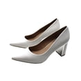 thumbnail image 5 of ALFANI Womens White Cushioned Comfort Jensonn Pointed Toe Block Heel Slip On Leather Pumps Shoes 10 M, 5 of 6