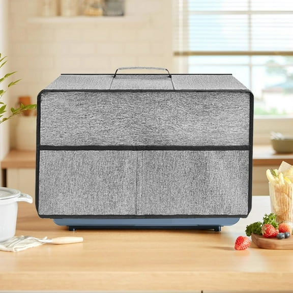 Dust Cover For Microwave Oven, Microwave Oven Cloth Cover With Front Pocket,Gray YIWEI