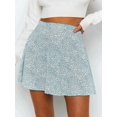 thumbnail image 4 of Women'S Summer Flowy Mini Skirt Basic Casual High Waisted Flared Mini Beach Skirts Blue M, 4 of 9