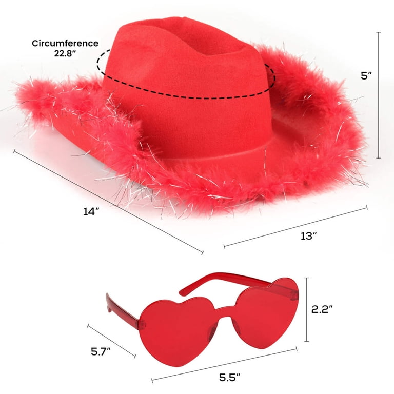 Funcredible Red Cowgirl Hat with Glasses - Halloween Cowboy  display picture 2
