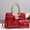 f199-B Red, variant on Women's Patent Leather Satchel Bag - Pink Rhinestone Bow Top Handle Handbag with Detachable Wristlet Crocodile Pattern Crossbody Purse for Wedding Party Evening