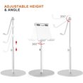 thumbnail image 3 of Support de Tablette, Grande Taille & Hauteur Réglable Support en Aluminium, Rotation 360° Support de Téléphone Tablette pour iPhone, iPad, Samsung Tab, Kindle (4-13 Pouces) (SilCPDD er) Argent, 3 of 7