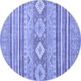 thumbnail image 1 of Ahgly Company Machine Washable Indoor Round Abstract Blue Modern Area Rugs, 5' Round, 1 of 4