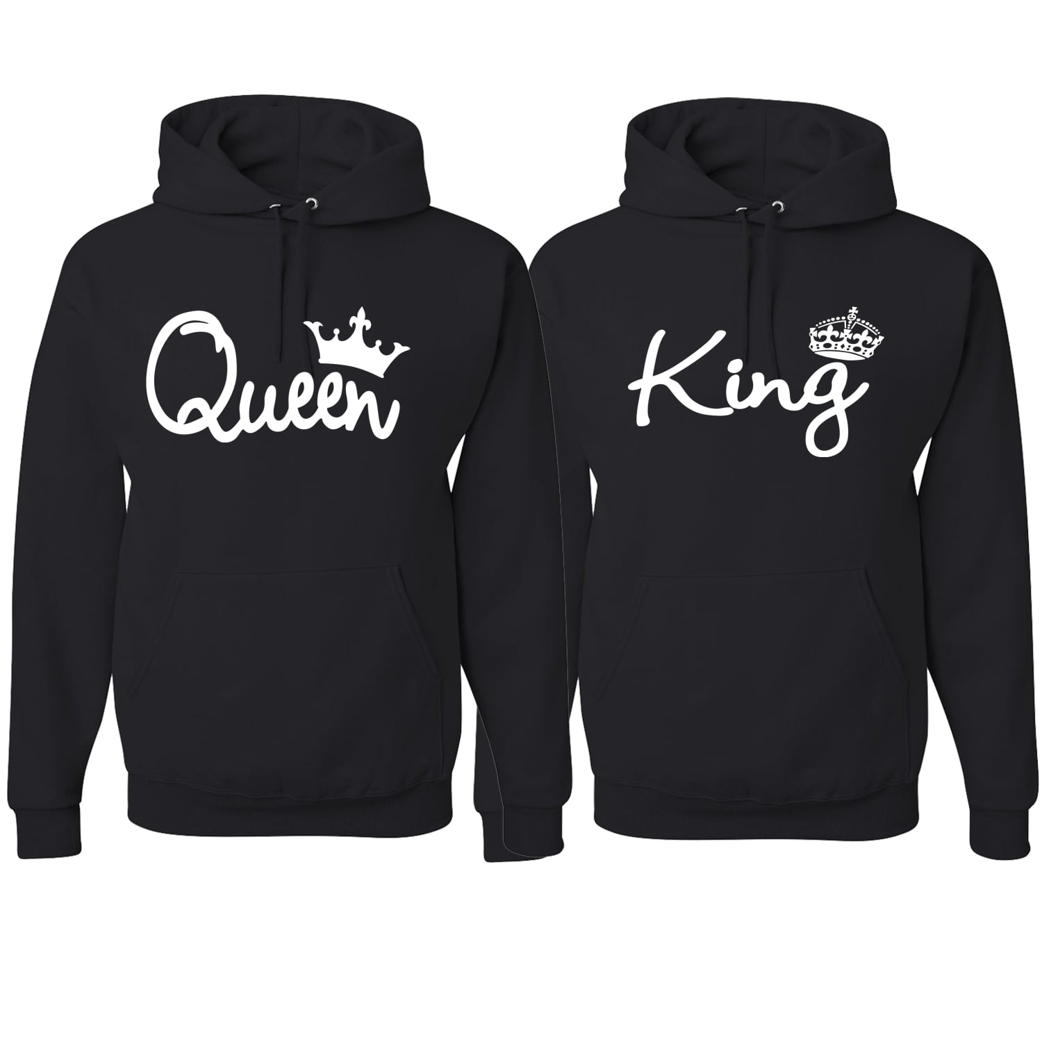 King and Queen Couple Hoodies Black Queen and King Hoodies Charcoal Men XX-Large King Queen Hoodies Couples Women XX-Large