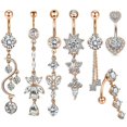 thumbnail image 1 of SNNROO Dangly Belly Button Ring 14G Navel Rings CZ Belly Button Piercing 7Pcs Silver, 1 of 10