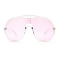 thumbnail image 3 of Super Oversized Curved Top Shield Racer Plastic Fashion Sunglasses Clear - Pink, 3 of 8