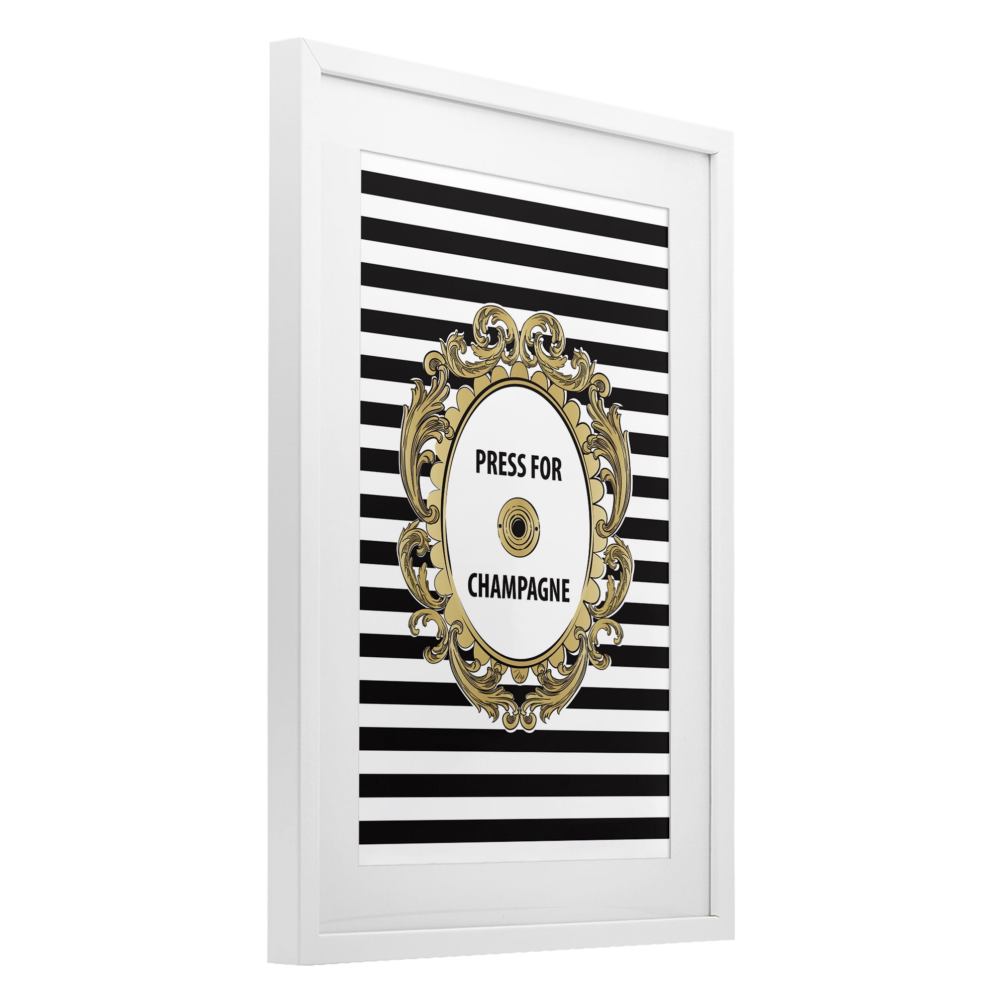 Stupell Industries Press For Champagne Celebration White Framed Print Under Glass, design by Martina Pavlova