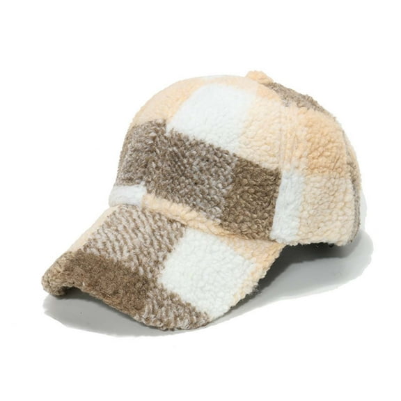 ZQUUVOU Women's and Men's Plaid Baseball Cap Unisex Fleece Plush Fall Winter Warm Vintage Soft Outdoor Trucker Hats Multicolor B