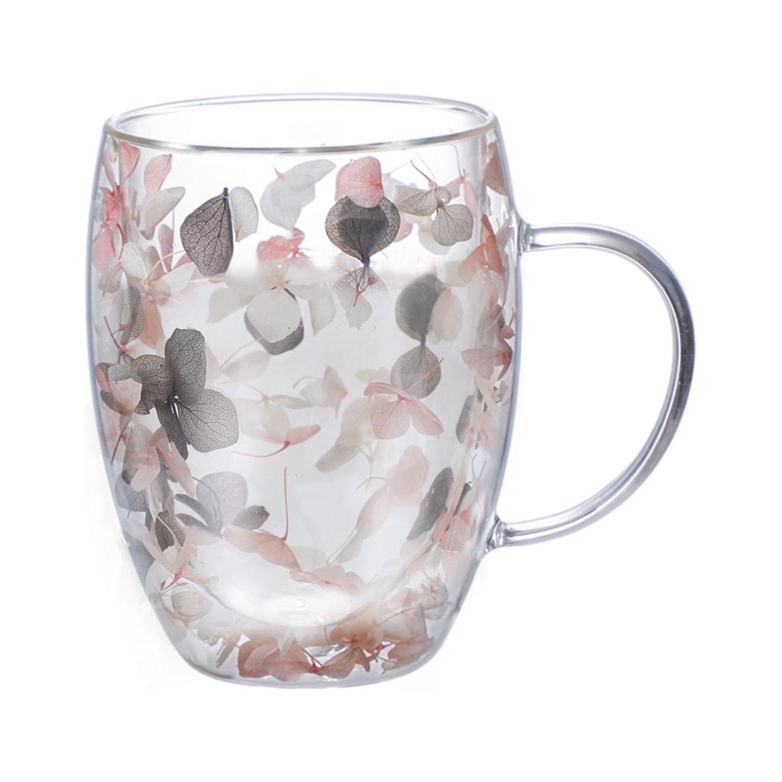 Double Walled Glass Cup Cappuccino Cups with Handle Heat Resistant Insulated Clear Glass Mug Tea Mug Espresso Cups for Tea Beverage Style B