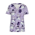 thumbnail image 6 of qolati Christmas Scrub Tops Women Oversized Snowflake V Neck Short Sleeve T Shirts Casual Nursing Work Shirts Xmas Print Holiday Tops with Pockets, 6 of 6