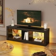 thumbnail image 2 of Bestier TV Stand for TVs up to 60" Entertainment Center with LED Lights Storage Shelves Modern High Gloss Console Table, Black, 2 of 6