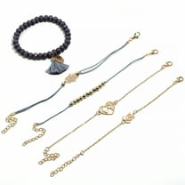 DESIGNICE 5Pcs Charm Bracelets for Women,Non-Scratchy Bracelets for Teen Girls,Shiny Coating Stackable Bracelets for Women,Style1