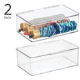 thumbnail image 2 of mDesign Plastic Bedroom Closet Storage Organizer Box, Hinged Lid, 2 Pack, Clear, 2 of 8