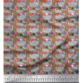 thumbnail image 1 of Soimoi Brown Heavy Satin Fabric Brush Stroke,Usa Flag & Star Print Fabric by the Yard 54 Inch Wide, 1 of 3