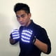 thumbnail image 2 of Guantes emisores de luz de 6 colores para fiestas de DJ, cosplay, actuaciones en escenario, guantes con luces láser LED de medio dedo brillantes, color beige, 2 of 5