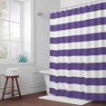 thumbnail image 5 of Purple and White Stripes Fabric Shower Curtain Striped Simple Style Washable Shower Curtains for Bathroom, Waterproof Bath Curtain with Hooks Home Decor 36x72in, 5 of 8