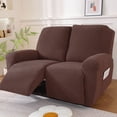 thumbnail image 1 of Nvzi Funda de sofá elástica de poliéster jacquard, funda de sillón reclinable para sala de estar, fácil de instalar, lavable, protector de sofá de 2 plazas (marrón), 1 of 4