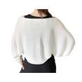 thumbnail image 3 of stylesilove Women Lightweight Ribbed Knit Bolero Shrug Long Sleeve Cardigan Soft Sweater Open Front Cape Shawl (White), 3 of 4