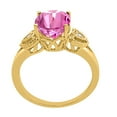 thumbnail image 3 of Mauli Jewels Rings for Women 2.42 Carat Oval Pink Topaz and Diamond Ring 4-Prong 10K Yellow Gold, 3 of 6