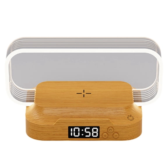Bedside Night Light with Alarm Clock for Bedroom Touch Lamp with Wireless Charger Dimmable Wake Up Light