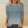 thumbnail image 2 of Pompotops Mode T-shirt Décontracté à Manches 3/4 Col Rond Confortable pour Femmes en Solde, 2 of 5