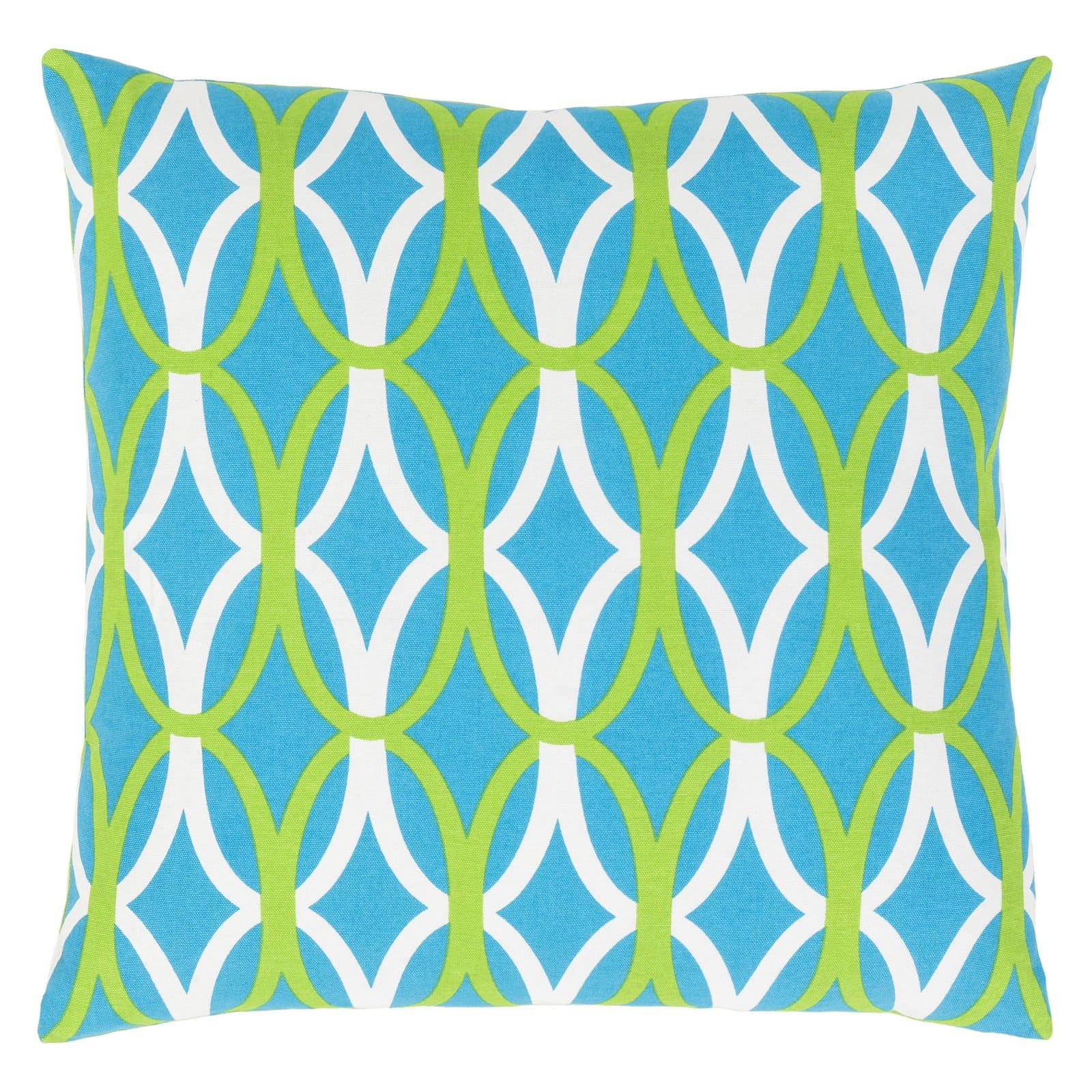 Bright Blue and Green Geometric Cotton Throw Pillow Set