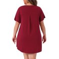 thumbnail image 4 of DARING DIVA Women's Plus Size Short Sleeve Soft Button Down Nightgown 2X Burgundy, 4 of 6