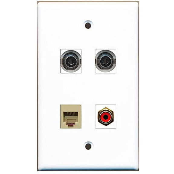 RiteAV - 1 Port RCA Red 1 Port Phone RJ11 RJ12 Beige 2 Port 3.5mm Wall Plate