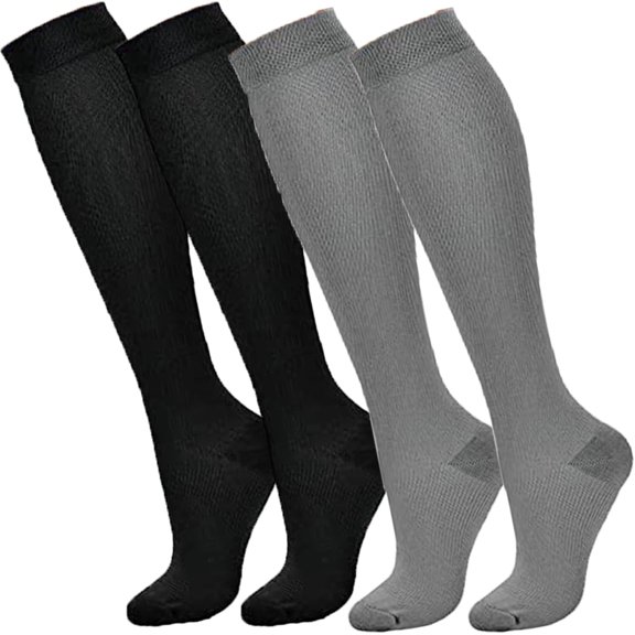 4 Pairs Medical Sport Copper Compression Socks With Anti-slip Silicone for Women & Men Circulation 15-20 mmhg is Best Support for Athletic Running Cycling, Nursing, Travel