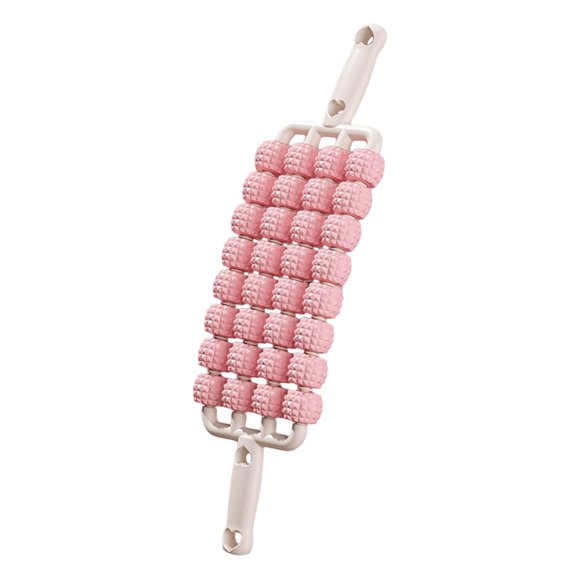Pitycbo 4 Row Roller Massage Leg and Back Massage Roller Multifunctional 32 Wheel Design Pink