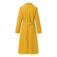 thumbnail image 7 of Women's Faux Wool Coat Blouse Thin Coats Trench Long Jacket Ladies Slim Long Belt Yellow L, 7 of 7