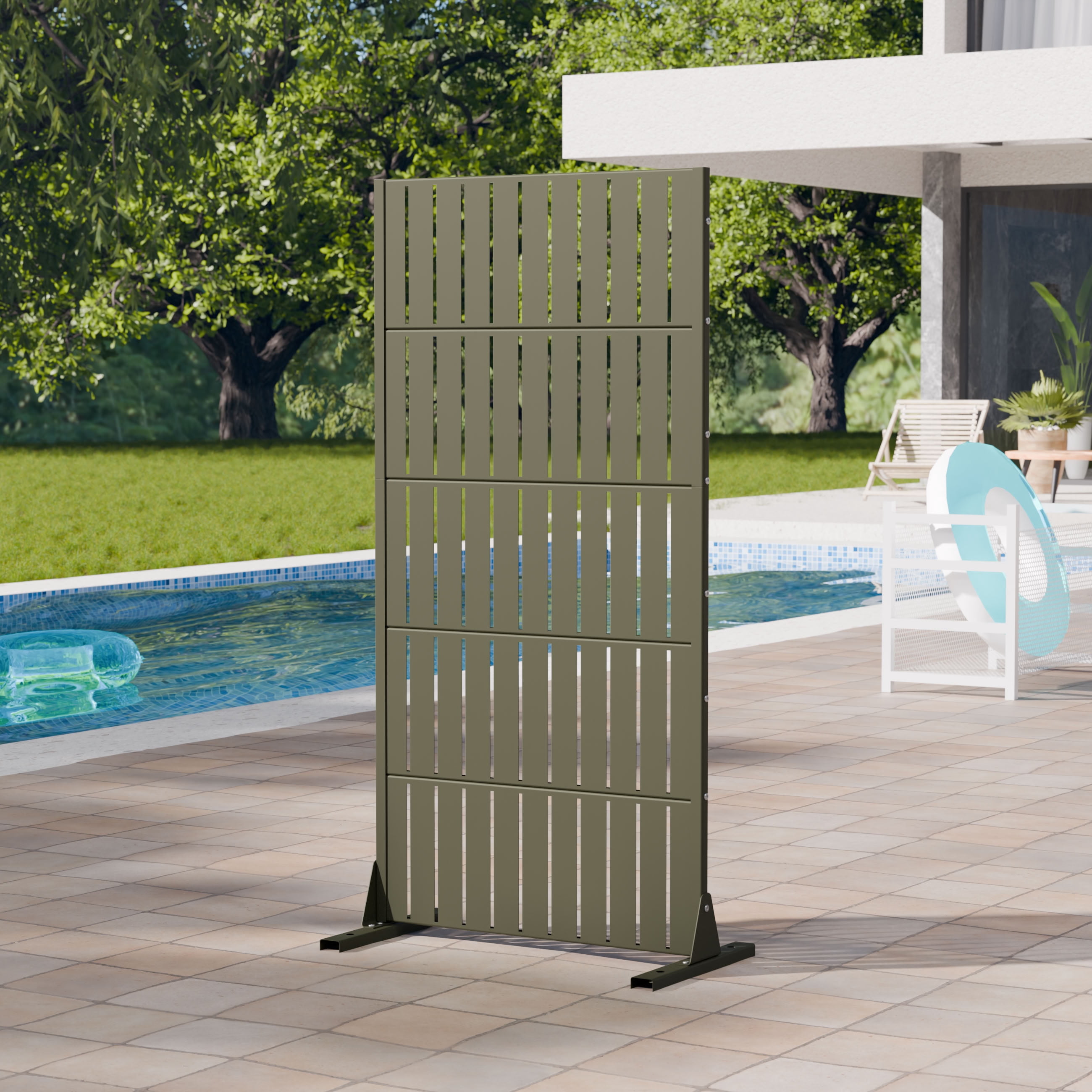 MAYEERTY 59*30in Freestanding Outdoor Privacy Screen, Metal Decorative Privacy Fence Panel, Small Space Privacy Divider for Patio, Balcony, Backyard