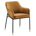 thumbnail image 3 of Modway Jovi Performance Velvet Dining Armchair Set of 2 in Black Cognac, 3 of 8