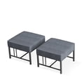 thumbnail image 2 of PARKWELL Outdoor Patio Ottoman Set of 2,Metal Seat Foot Rest Side Table with Luxury 5-Inch Thick Cushions for Front Porch Deck,Black/Dark Gray, 2 of 8