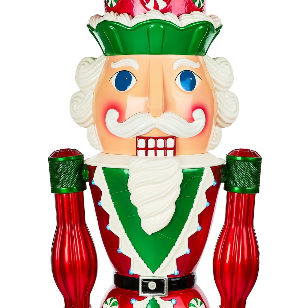 Peppermint Nutcracker with Music and LED Illumination, 72 inch - Holiday Time