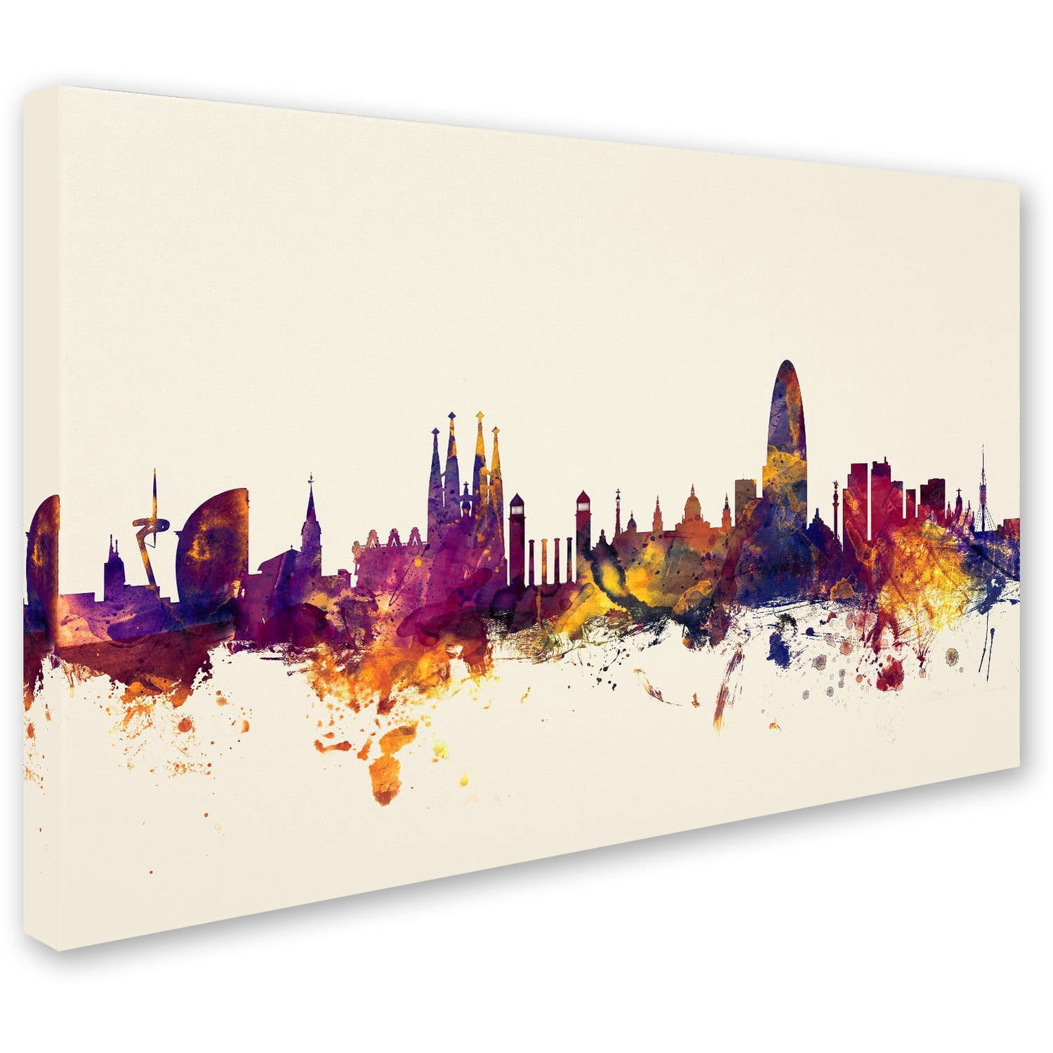 Trademark Fine Art "Barcelona Spain Skyline" Canvas Art by Michael Tompsett