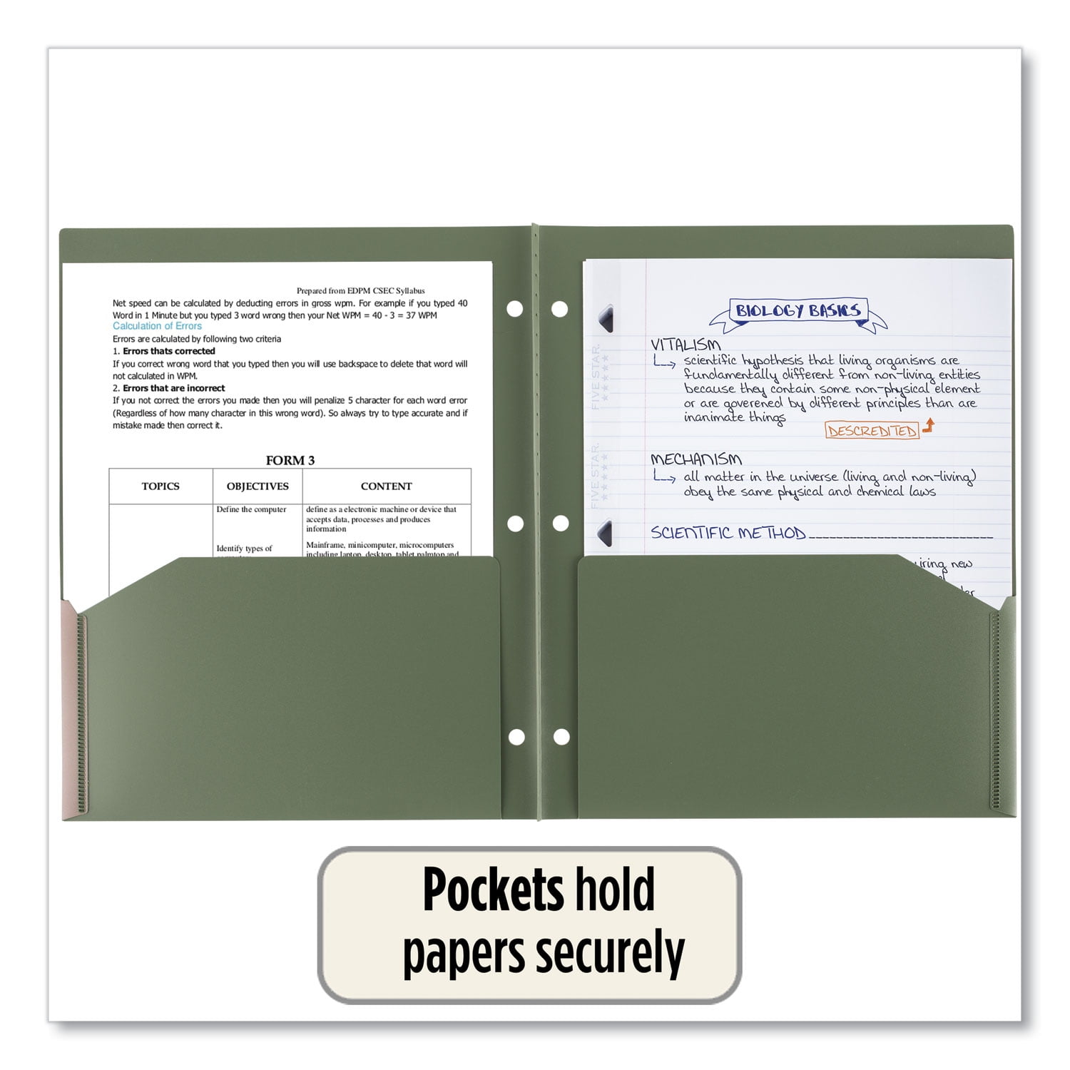 Recycled Plastic Two-Pocket Folder, 11" x 8.5", Randomly Assorted | Bundle of 5 Each