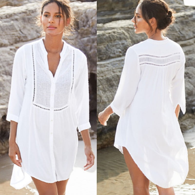 Cotton Patchwork Mesh Fabric Beachwear 