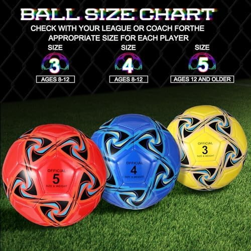YNGLLC 6 Pcs Soccer Ball Bulk with Pump Official Size Indoor Outdoor Sport Soccer Gift for Kids Teen Adult Practice Game Back to School