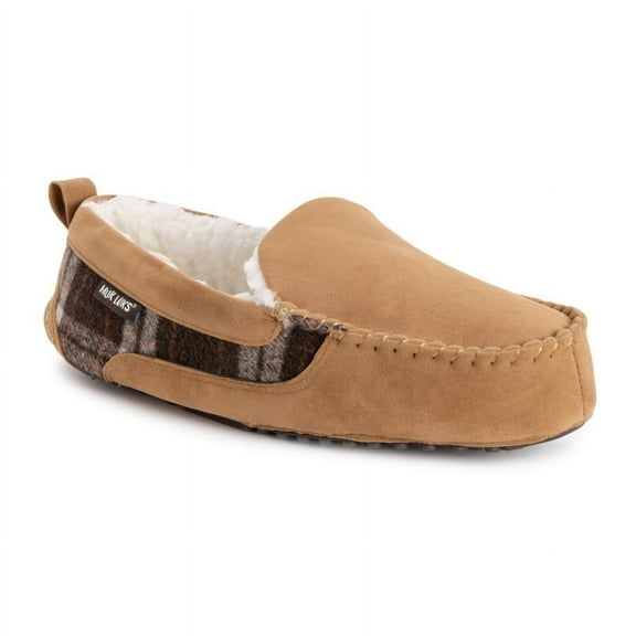 MUK LUKS Men's Emmett Moccasin Slippers - Camel, 12