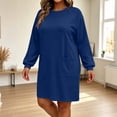 thumbnail image 4 of Ashirexll Long Sleeve Dress for Women Plus Size Loose Long Sleeve Round Neck Solid Color with Pockets Midi Dress, 4 of 7