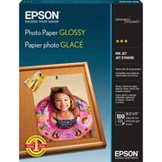 Epson Glossy Photo Paper, 52 lbs, Glossy, 8.6" x 3.4" x 3.4", 100 Sheets/Pack