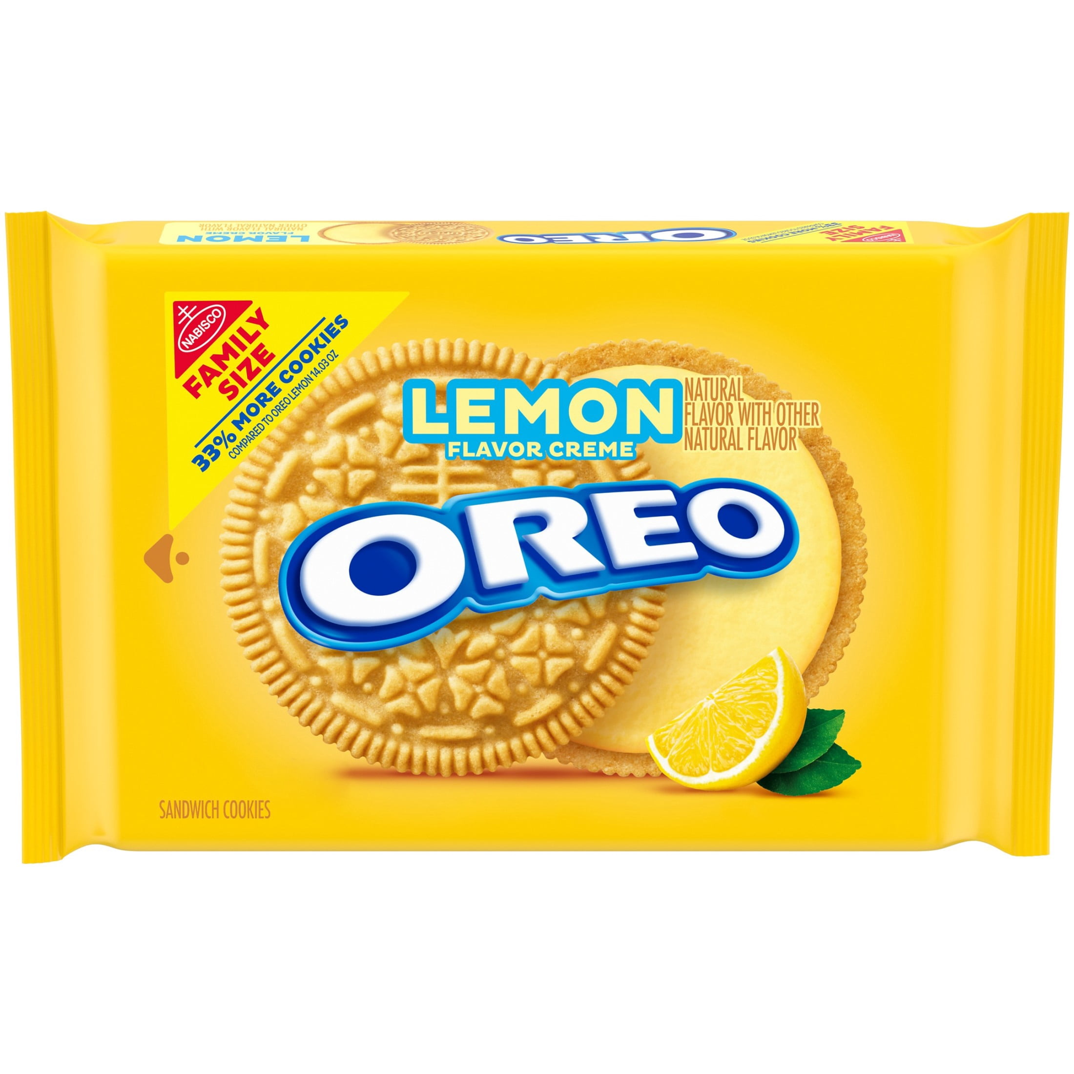 (3 pack) OREO Lemon Creme Sandwich Cookies, Family Size, 18.71 oz