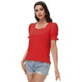 thumbnail image 6 of Women's Square Neck Tops Ruffle Trim Sleeve T-Shirts for Summer Casual Short Tees, 6 of 7