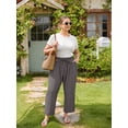 thumbnail image 2 of CASSIE LIZ Plus Size Curvy Womens Spring Summer Beach Wide Leg Palazzo Pants Drawstring Trousers with Pockets (XL-5XL), 2 of 10