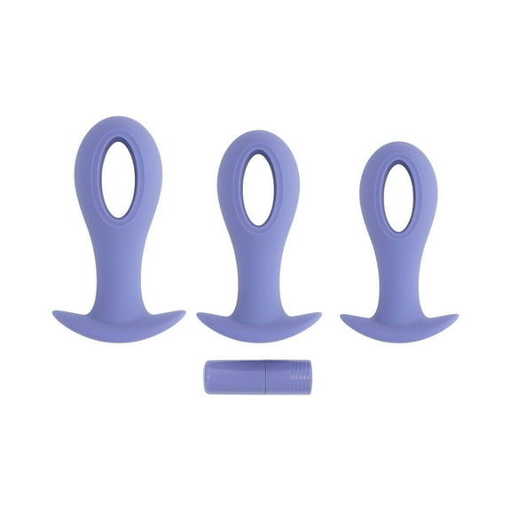 Evolved Hole Punch Rechargeable Silicone Anal Plug Set, Purple
