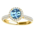 thumbnail image 2 of Mauli Jewels Rings for Women 1.20 Carat Diamond And Round Shaped Blue Topaz Ring 4-prong 10K Yellow Gold, 2 of 7