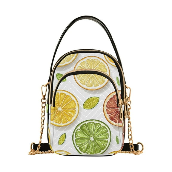 joogoo Women Lemon Fruits Chain Crossbody Bags Shoulder Handbag Phone Purse