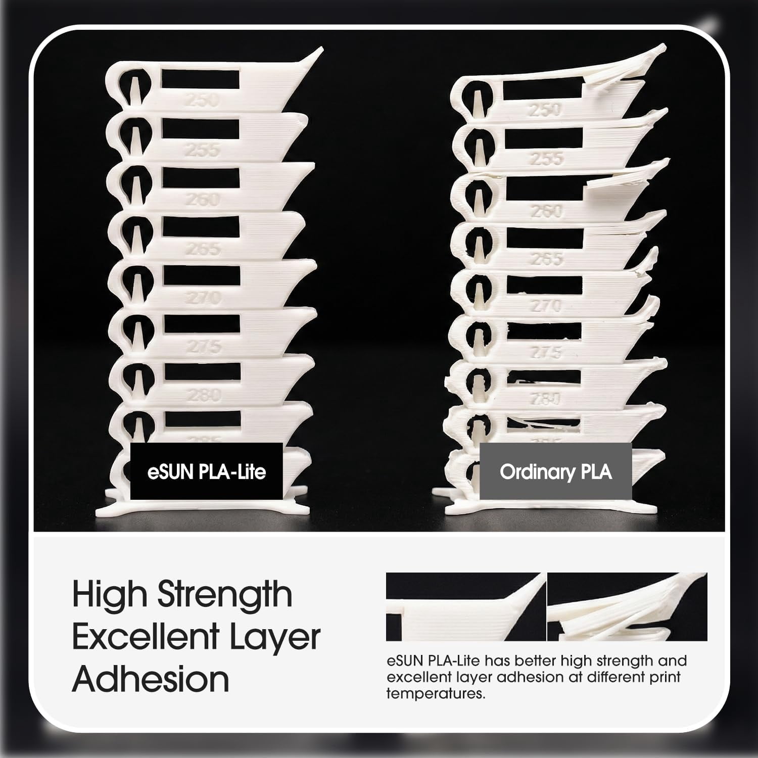 PLA Filament 1.75mm, High Toughness 3D Printer Filament Upgraded PLA Filament, Dimensional Accuracy +/- 0.03mm, 1KG per Spool, 2 Spools 3D Printing Filament, Cold White + Black